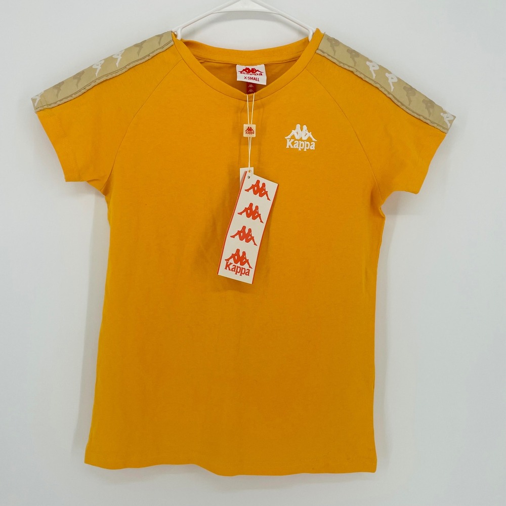 Kappa 222 Banda Bayamon Yellow Logo Tape T-Shirt size XS NWT Streetwear New